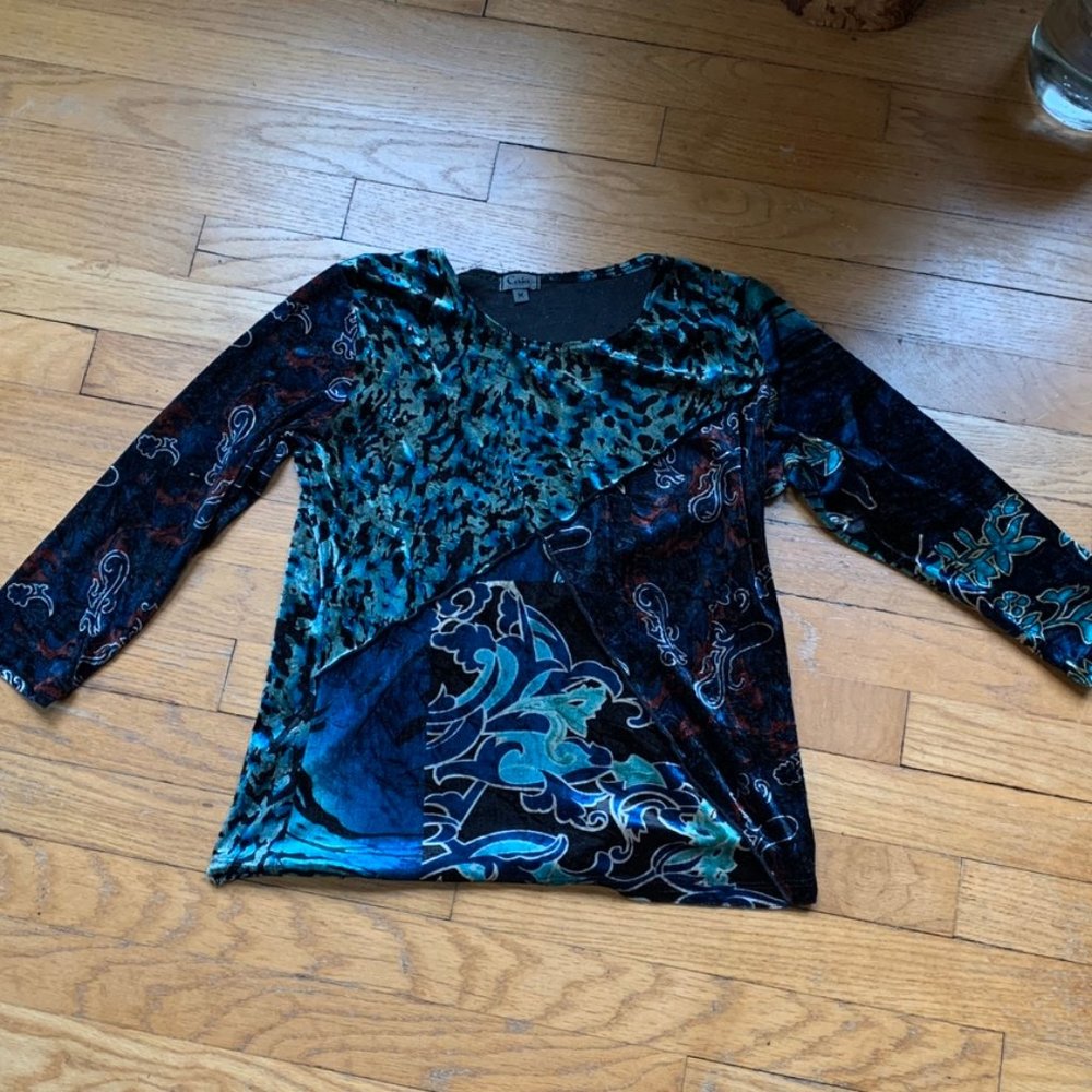 Velvet patch work with cheetah print and paisley